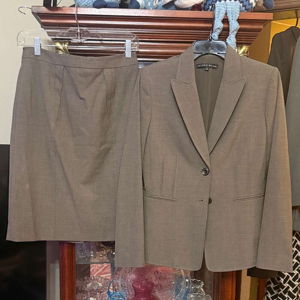 Antonio Melani Charcoal Blazer and Skirt Set
